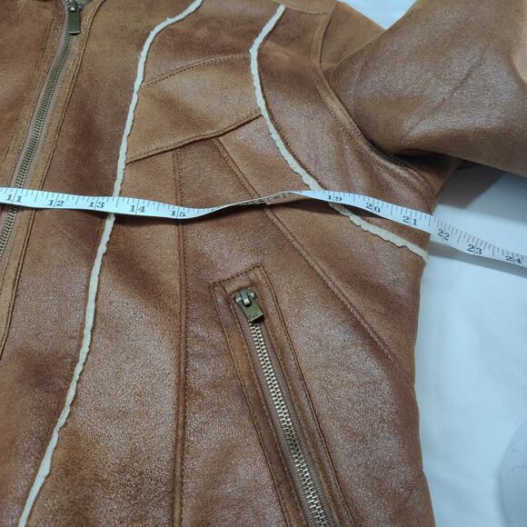 Vtg Y2K LEI Penny Lane Coat Faux Suede & Fur Hooded Jacket Sherpa Lined Large - Picture 10 of 11